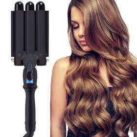Mojonnie 136529078960 3-barrel Curling Iron Ceramic Tourmaline Crimper Lcd And Dual Voltage Adjustab