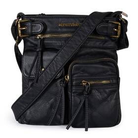 Montana West Mbb-fba-mwc-046bk Crossbody Bag For Women Soft Washed Leather Multi Pocket Crossbo