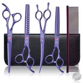 Moontay 757818068097 Professional Dog Scissors Set - 7 Inch/8 Inch Curved Chunkers And Thinning Shea