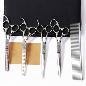Moontay 757818068141 Professional Dog Scissors Set 7 Inch/8 Inch Curved Chunkers And Thinning Shear
