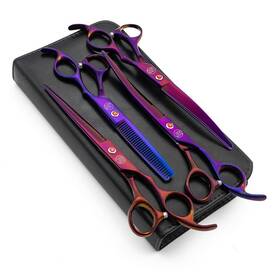 Moontay 757818068493 Professional 7.0 Inch Dog Grooming Scissors Set 4-pieces Straight Upwar