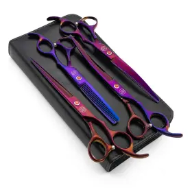 Moontay 757818068493 Professional 7.0 Inch Dog Grooming Scissors Set 4-pieces Straight Upwar