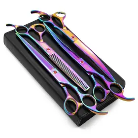 Moontay 757818068530 Professional 8.0 Inch Dog Grooming Scissors Set 4-pieces Straight Upwar