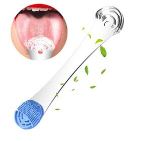 Moosec 677222618179 Tongue Scraper For Adults&kids Durable Food Grade 2 In 1 Silicone Ton