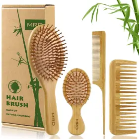 B-bb4001 Mrd Hair Brush Set Natural Bamboo Comb Paddle Detangling Hairbrush Wide-too
