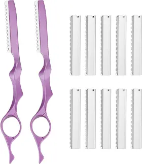 Mudder 711181347760 12 Pieces Hair Styling Thinning Razor Set 2 Cutt