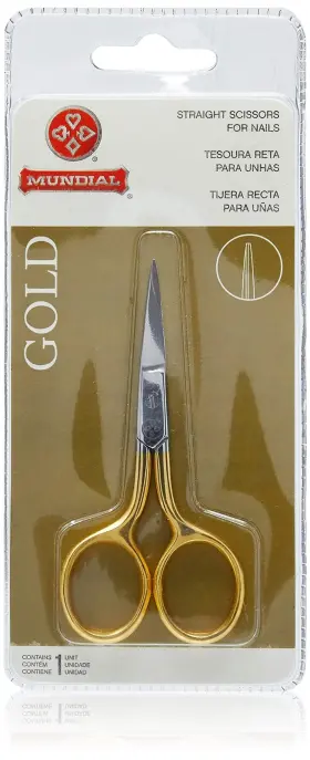 Bc-333 Mundial 3.5-inch Straight Nail Scissors Gold-plated Handles Stainless Steel