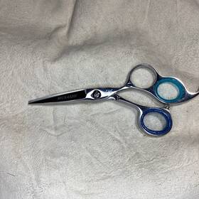 Musashi Mr20-5.0 Stork Shape Silver Blue Styling Scissors Shears Finger Rest