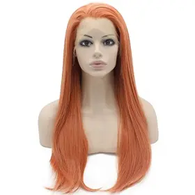 T1532 Mx Angel #t2313/t1532 24inch Long Straight Half Hand Tied Reddish Blond Celebrity Synthetic Lace Fr