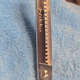 Nikko 5.5-21t 7.5 Inch 440c Stainless Thinning Scissors 24t Finger Rest Silver Blue