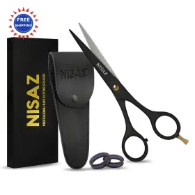 Nz-hs-0011 Nisaz - 6.5 Professional Black Hair Scissors With Leather Pouch In Box