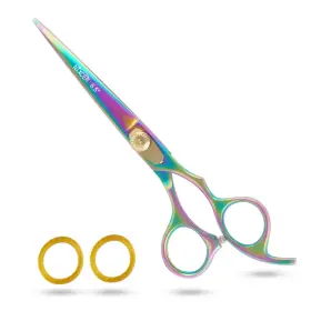 Nixcer 804467120383 Hair Cutting Scissors Razor Edge Japanese Steel Shears 6.5 Inch Rainbow