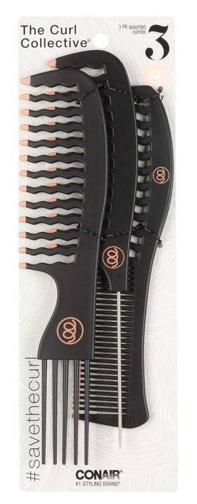 No 074108932563 Assorted Combs Black 3 Count