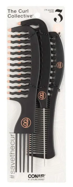 No 074108932563 Assorted Combs Black 3 Count