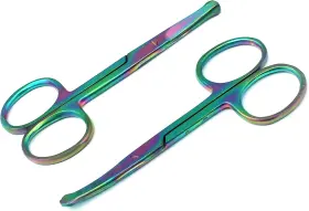 Od2011-d-1970-r  Set Of 2 Pieces 3.5 Inch Rainbow Nose Scissors Straight And Curved Mustache E