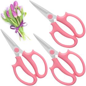 Ojyudd 735133314105 3 Pcs Pink Garden Flower Shears Premium Floral Scissors With Comfortable Hand