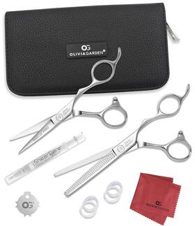 Olivia Garden 414343015471 Silkcut Pro Silver Set Hs 5.0 Inch And Thinning Shears 6.0