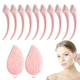 Oneupin 760663474586 12pcs Eyebrow Trimmer Set Stainless Steel Leaves Curved Razor
