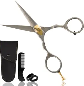 Ontaki 313039585562 Premium Hand Forged Mustache Scissors 5.5 Inch - Barber Salon Japanese Steel