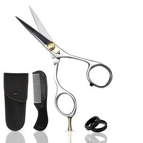Ontaki 810103871625 5.5 Inch Japanese Steel Beard Scissors And Mustache - Ergonomic Bent Handl