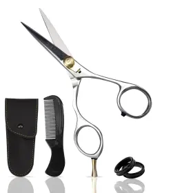 Ontaki 810103871625 5.5 Inch Japanese Steel Beard Scissors And Mustache - Ergonomic Bent Handl