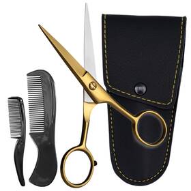 Ontaki Eb-on-012 5 Inch Professional German Beard And Mustache Scissors With 2 Comb Carrying Pouch