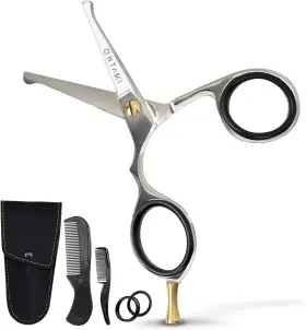 Eb-on-057 Ontaki 4.2 Inch Japanese Steel Beard Mustache Nose And Ear Hair Trimming Scissors Eb-on-057 Ontaki 4.2 Inch Japanese Steel Beard Mustache Nose And Ear Hair Trimming Scissors