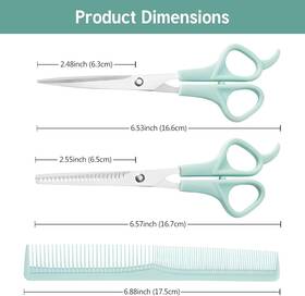 Orthovance 445007542581 Scissor Green Stainless Steel Hair Cutting Shears Set 6 Inch Shear Thinning Comb