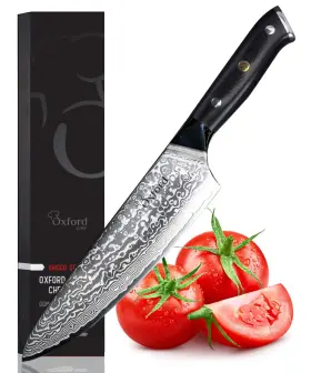Vg10 Oxford Chef 854238007016 Chefs Knife 8 Inch Best Damascus- Japanese- Super Steel 67 Layer High Ca