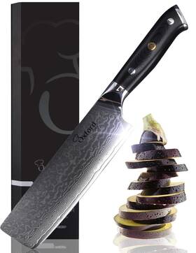 Oxford Chef Ves5556 Nakiri Knife 6.5 Inch - Damascus Japanese Vg10 Super Steel 67 Layer High