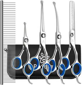 Pawtrim Dgs-07 Professional Pet Grooming Kit 6 In 1 Dog Scissors Pack Of Blue