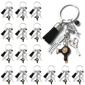 Phaeton 768795448642 20pcs Hairdresser Hair Dryer Scissor Comb Keychain With Tassel And Diamond Ha