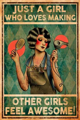 Pozino 691342192335 Metal Poster Anime Hairstylist Gift Salon Decor Print Hairdressing Beauty Sal