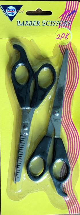 Pride 13337 2pc Scissors Hair Cutting Barber Thinning Texturizing Shears Stainless Steel 6 Inch
