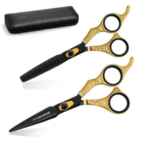 Pro Scissors 761571207686 Professional Hair Cutting And Thinning Set 6.5 Inch Barber Shears