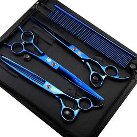 Purple Dragon 721412016556 8.0 Inch Titanium Multicolor Professional Pet Grooming Scissors Set