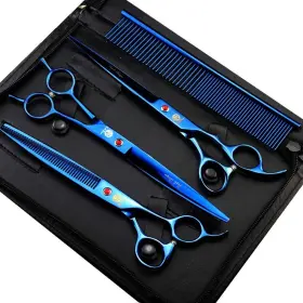 Purple Dragon 721412016556 8.0 Inch Titanium Multicolor Professional Pet Grooming Scissors Set