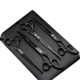 Purple Dragon 722970087859 8.0 Inch Black Professional Pet Grooming Scissors Dog Straight