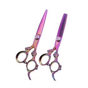 Purple Dragon 749789184920 Professional 6 Inch Multicolor Stainless Steel Barber Cutting And Thinning Scisso