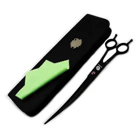 Purple Dragon 761272093113 9.0 Inch Black Twin Tails Upward Curved Blade Pet Grooming Scissors