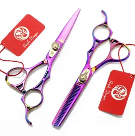 Lf-120 Purple Dragon 6.0 Inch Professional 440c Barber Hair Cutting Scissors - Salon Hairdressing Th