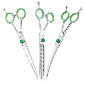 Pb0018ps7ctcurvedcutting Purplebird 7 Inch Straight Downward Curved Dog Grooming Scissors Set Profess