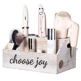 Pyzalar Cfjsnh001 Wooden Hair Dryer Holder Tool Organizer With 3 Circular Holes And Com
