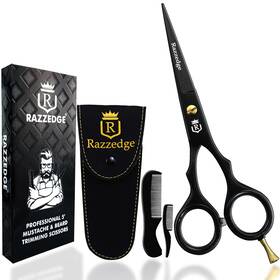 Razzedge 728204080115 5 Inch Professional Mustache And Beard Scissors With 1 Comb Trav