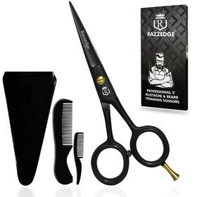 Razzedge 728204080153 5 Inch Professional Mustache And Beard Scissors With 1 Comb Tra