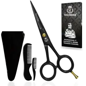 Razzedge 728204080153 5 Inch Professional Mustache And Beard Scissors With 1 Comb Tra