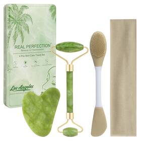 Real Perfection 25rpsc4-gn Gua Sha Facial Tools Face Roller For Wrinkles Jade Green