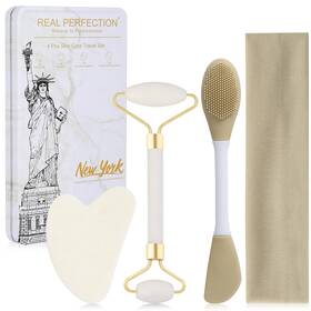 Real Perfection 25rpsc4-wh Gua Sha Facial Tools Face Roller For Wrinkles Jade White