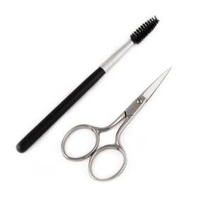 Refine 042137411250 - Italy Eyebrow Scissors With Wooden Handle Spoolie Grooming Kit