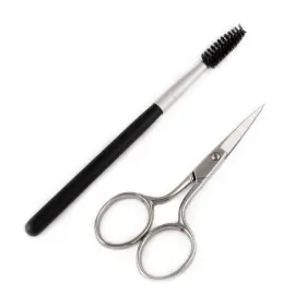 Refine 042137411250 - Italy Eyebrow Scissors With Wooden Handle Spoolie Grooming Kit